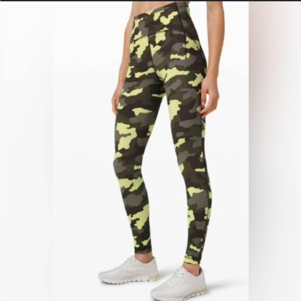 Lululemon Women's Swift Speed High Rise Yellow Camo Leggings - size 4